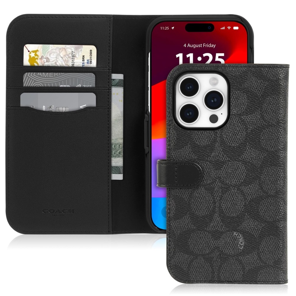 Coach Iphone 15 Folio Phone Case In Signature Canvas